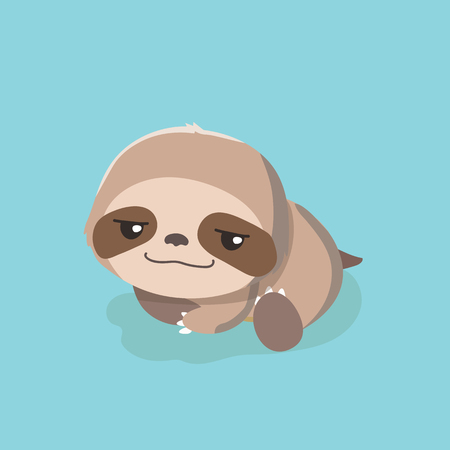 cute sloth on pastel background.のイラスト素材