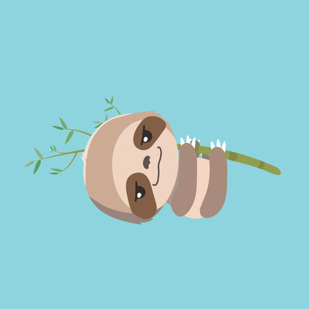 cute sloth on pastel background.のイラスト素材