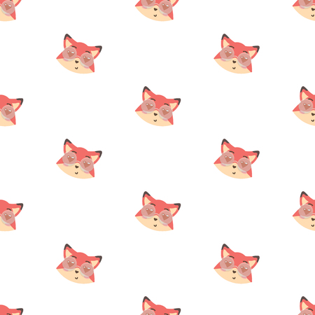 Vector cute cartoon fox pattern.のイラスト素材