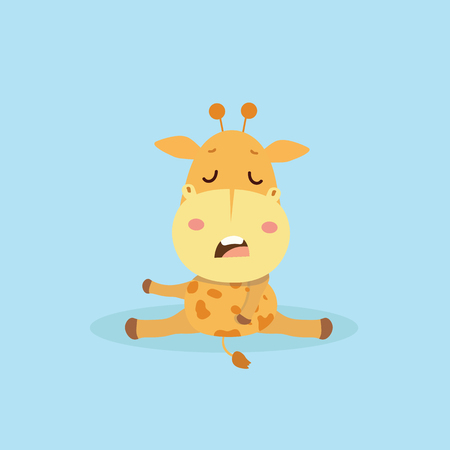 Cute giraffe cartoon on pastel background.のイラスト素材