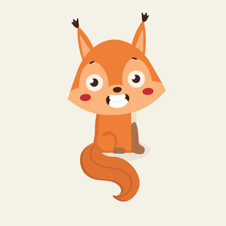 Cute squirrel cartoon on pastel background.のイラスト素材