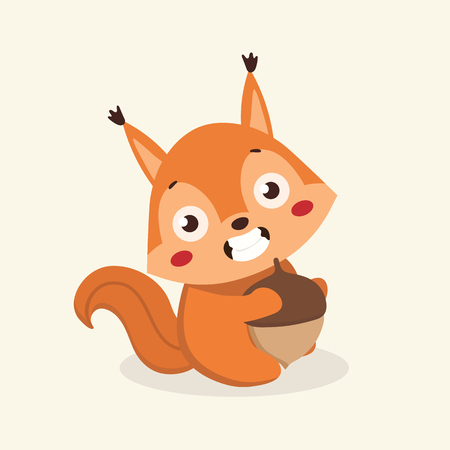 Cute squirrel cartoon on pastel background.のイラスト素材