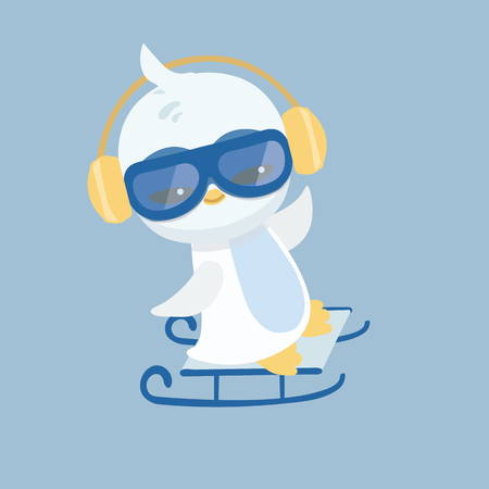 Vector illustration of a penguin on pastel background.のイラスト素材