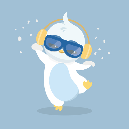 Vector illustration of a penguin on pastel background.のイラスト素材