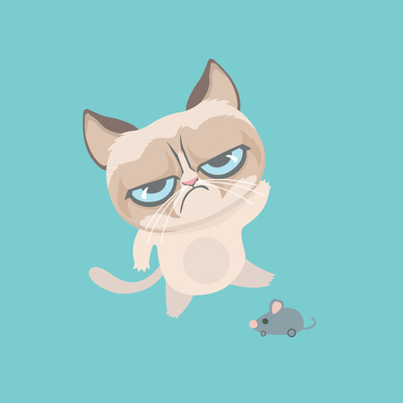 Cute grumpy cat. Vector Illustration.のイラスト素材