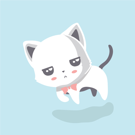 Cute cat illustration on pastel background.のイラスト素材