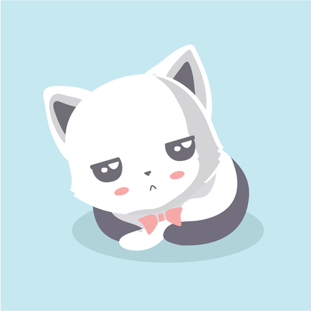 Cute cat illustration on pastel background.のイラスト素材