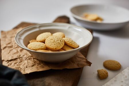 Butter cookies on the wooden table.の写真素材