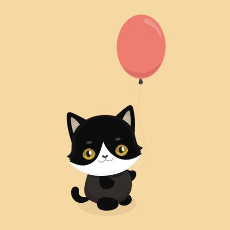 Cute cartoon black cat with big eyes. Vector illustration. 
のイラスト素材