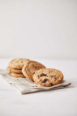 Chocolate chip cookies, Sweet biscuits, Concept for a tasty snack