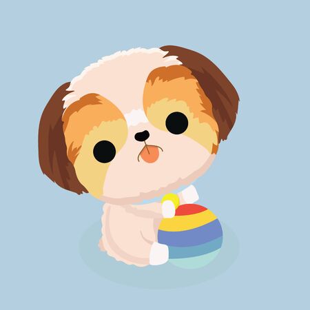 character shih tzu dog on pastel background.
のイラスト素材