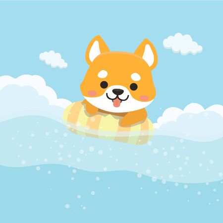 Vector illustration of cute Shiba Inu dog. のイラスト素材