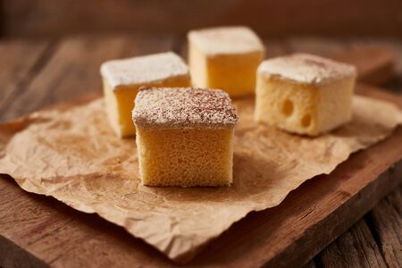 Closeup Milk cake delicious on the table.の写真素材