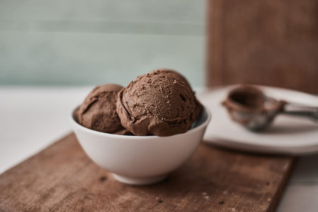 Homemade Organic Chocolate Ice Cream.