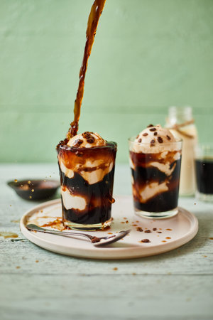 Iced coffee with vanilla ice cream called affogato in Italy.