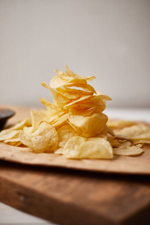 Crunchy delicious potato chips for a tasty snack break.