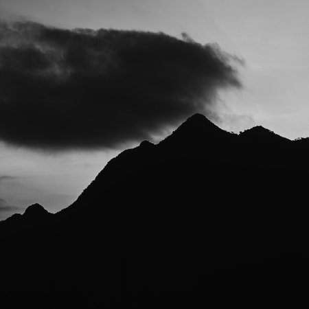 beautiful long exposure black and white minimalist scene.の写真素材