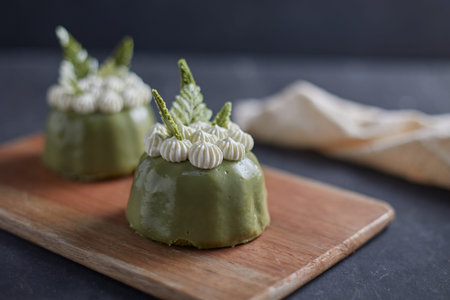 delicious Matcha cake made from green teaの写真素材