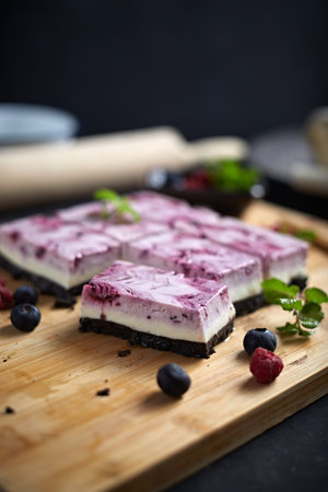 Homemade bluebeery cheese cake.の写真素材