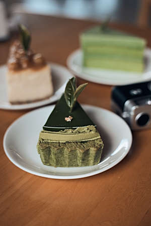 delicious Matcha cake made from green teaの写真素材