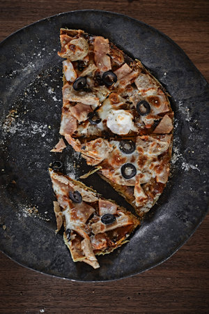 homemade flatbread pizza with mozzarella cheese
