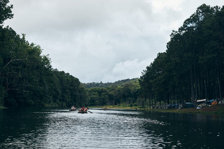 Pang oung lake and pine forest in Mae Hong Son , Thailand