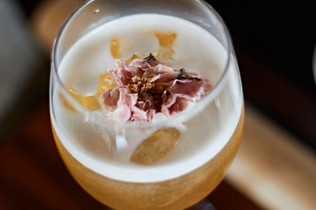 rose ice tea in glass. Refreshing cold summer drink or cocktailの写真素材