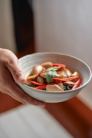 Stir Fried Clams with Roasted Chilli Paste, Selective focus