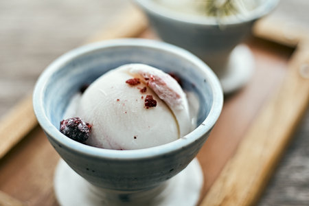Â Homemade delicious yogurt Blueberry ice cream, selective focus