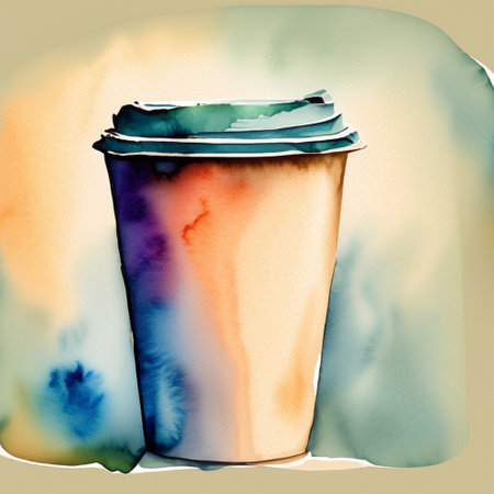 Paper cup for hot drinks ,water color , illustrationの素材