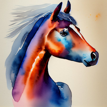 Close up horse,water color , illustrationの素材