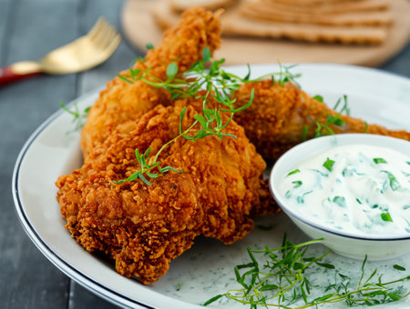 Fried chicken with yoghurt and tarragon sauceの素材