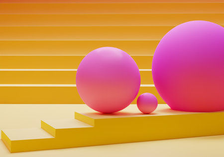 abstract geometric backgrounds concept Yellow, Pink and Orange colors.の素材