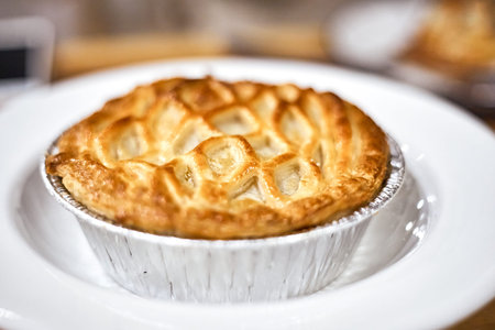 Meat pie in restaurant , selective focus