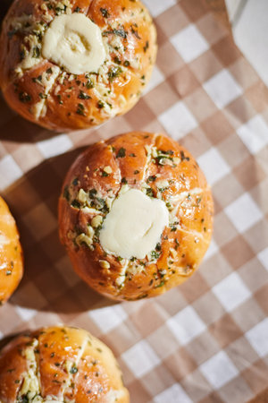 Cream Cheese Garlic Bread, selective focus