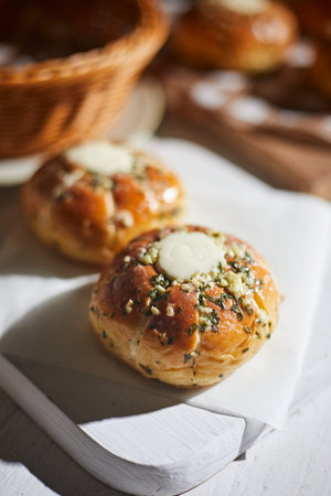 Cream Cheese Garlic Bread, selective focus