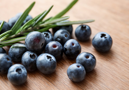 Close up Blueberries, blur background.の素材