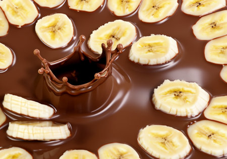 Chocolate Splash with Sliced Bananas,food conceptの素材