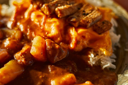 fried pork cutlet curry with rice, Japanese food style