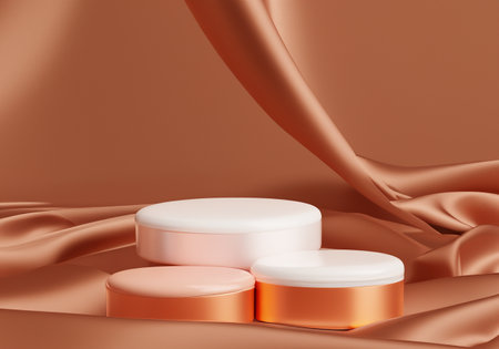 Podium for showing products on brown background.の素材