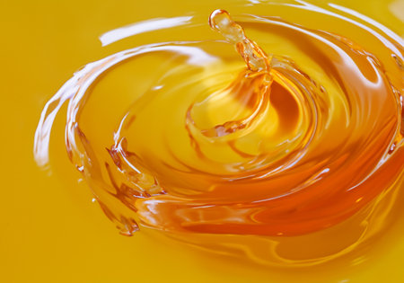 Yellow water with ripples on the surface.の素材