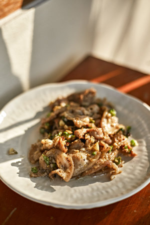 Close up Stir fried pork with chilli sauceの写真素材