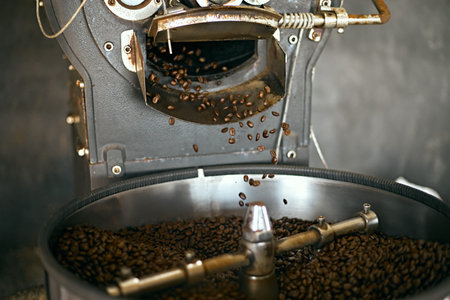 professional coffee bean roasting machine, selective focus