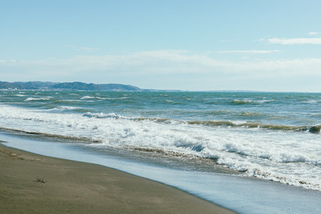 A beautiful beach located in Kamakura, Japanの写真素材