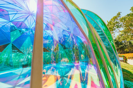 Modern pastel colored holographic dome.の写真素材