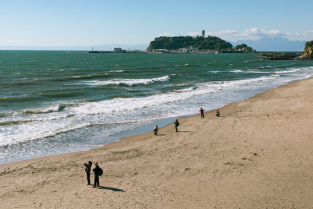 A beautiful beach located in Kamakura, Japanの写真素材