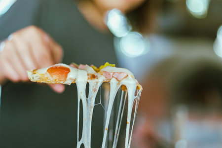 Close up homemade pizza , selective focusの写真素材