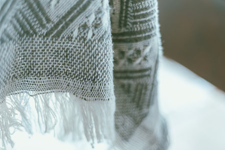 Close up tablecloth, selective focusの写真素材