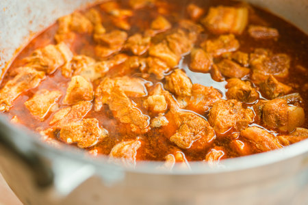 Cooking ofÂ "Hunglei Curry, Kaeng hang le" is popular red curry in Northern ThailandÂ の写真素材