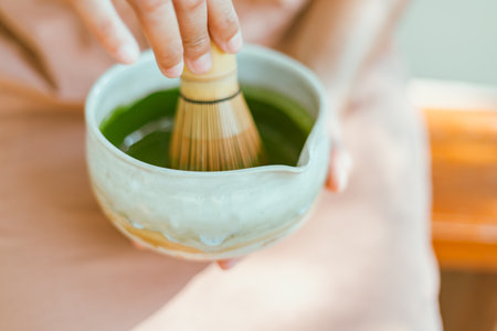 Make matcha green tea, Cafe menuの写真素材
